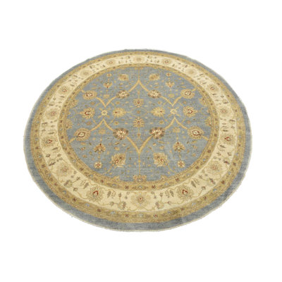 Frandric One-of-a-Kind 9'3'' x 9'1'' New Age Round Wool Area Rug in Blue