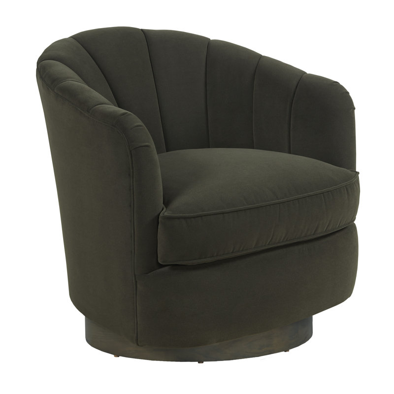Tipsy Upholstered Swivel Barrel Chair, Charcoal (9508 61), Hazelnut