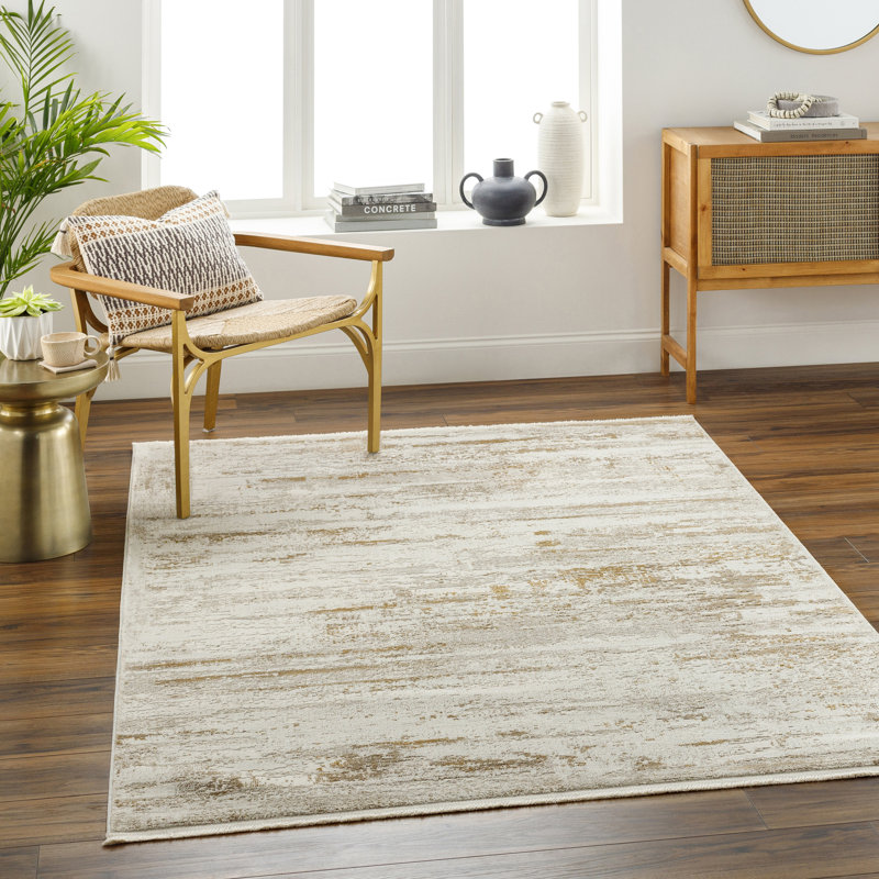 Rectangle Machine Woven Polyester Area Rug in Beige/Brown, Rectangle 9'2" x 12'