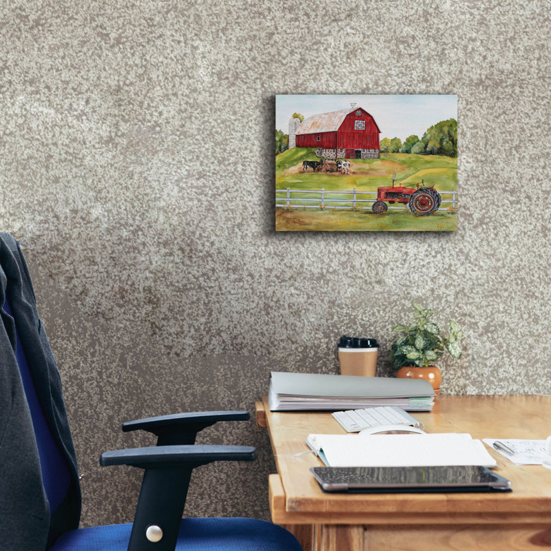  Art mural en toile, "campagne rouge grange B" par Jean Plout, 16 po x 12 po
