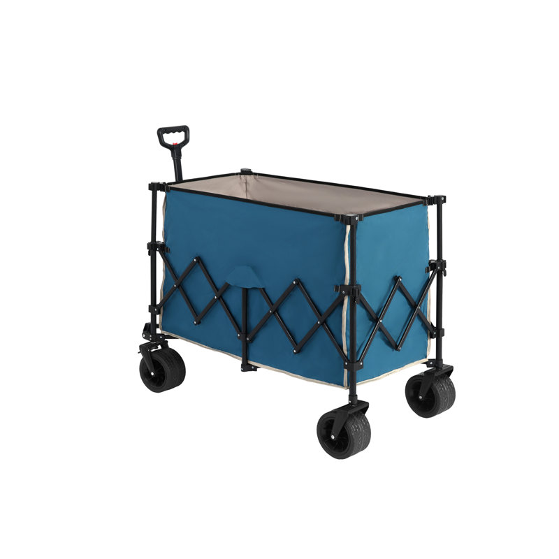 Chariot de plage, chariot pliable 220 lb avec chariots pliants Big Wheels, chariot de jardin pliant robuste de 300 L avec grandes roues tout-terrain et porte-gobelets