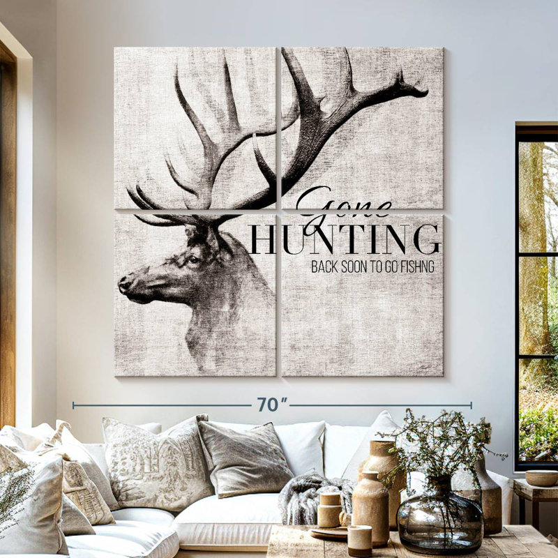 Brampt Gone Hunting And Fishing, 57" H x 57" W