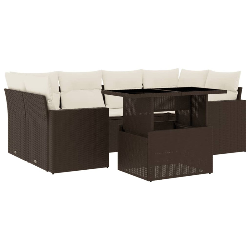Ensemble de canapé de jardin en rotin PE Vidaxl, acier thermolaqué 7 pièces
