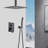 Matte Black Ceiling Shower Kit - Handheld And 12" Head Natural Rainfall Simulation Self-Cleaning Outlet Brass Produced Object Mounted Assembly Material-126673611