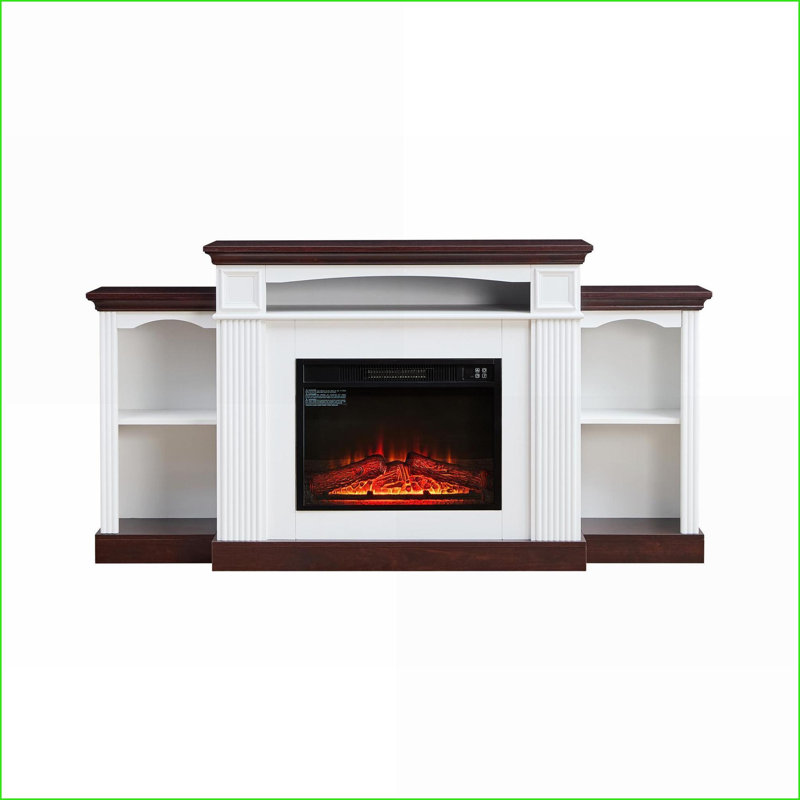 Meuble télé avec foyer électrique pour téléviseur 70 po, foyer 23 po avec télécommande Rangement | Panneau de fibres à densité moyenne | Blanc
