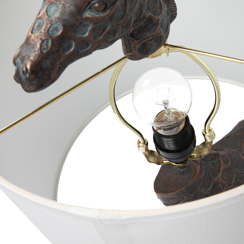 Lampe de table en résine avec abat-jour en lin Lia, Bronze