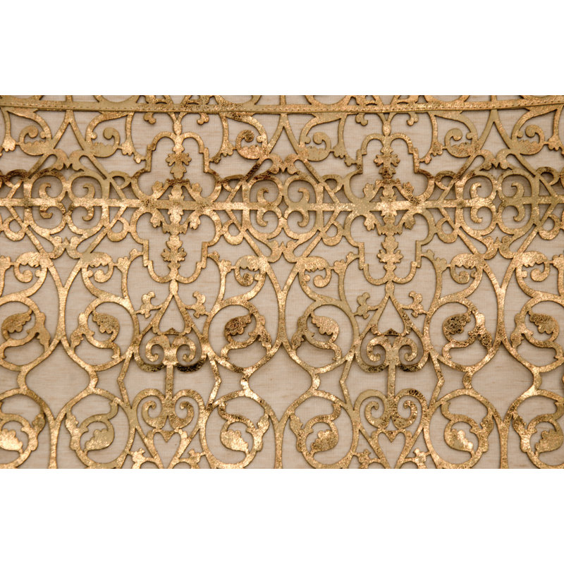 Damron Geometric Table Runner, 79" L x 20" W, Beige/Copper