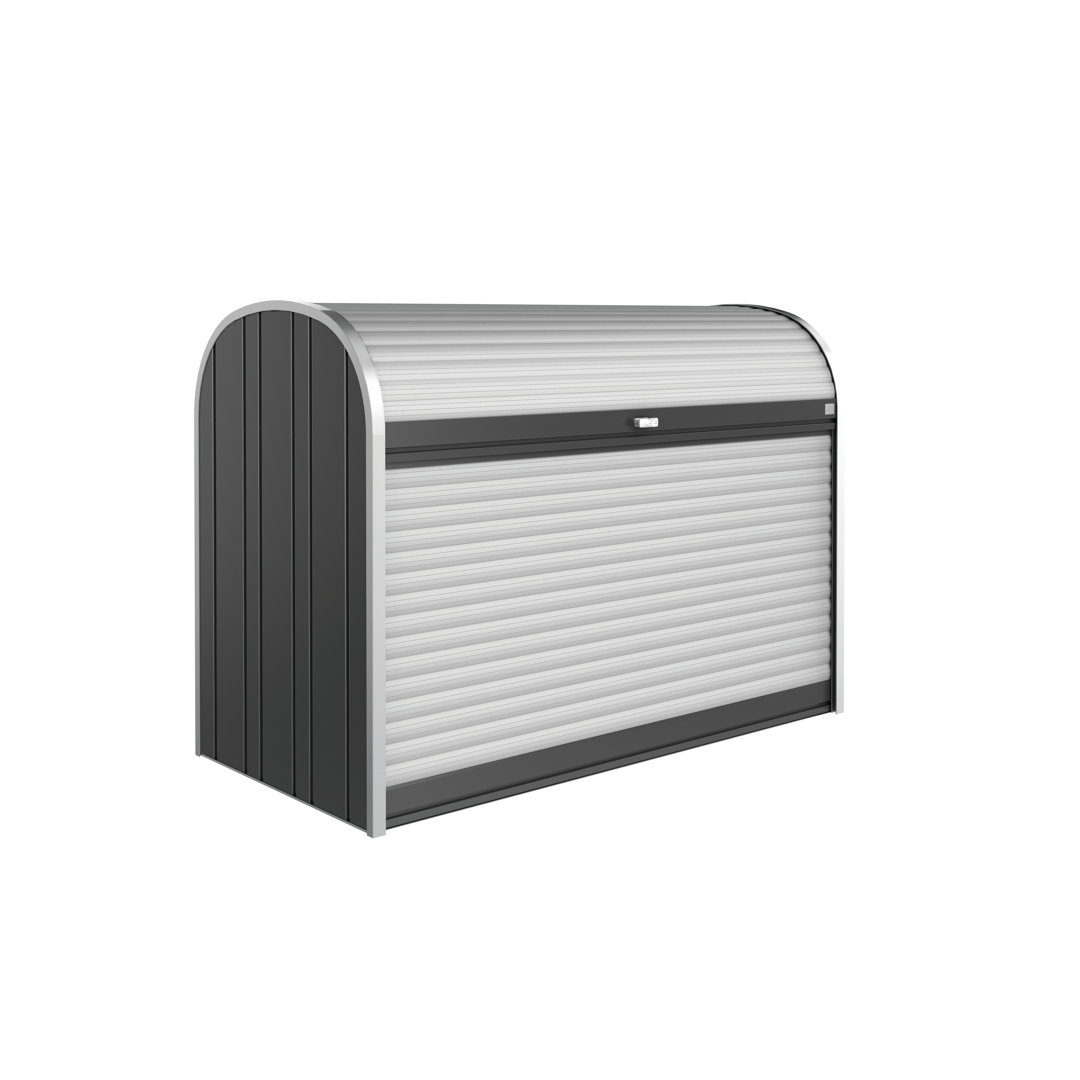 Biohort StoreMax 6' L x 3' D x 4' H Metal Horizontal Roller Shutter Door Storage Bike Shed with Lock Gray Biohort