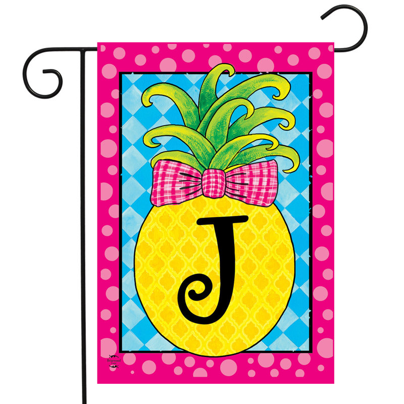 Pineapple Monogram Letter J Garden Flag