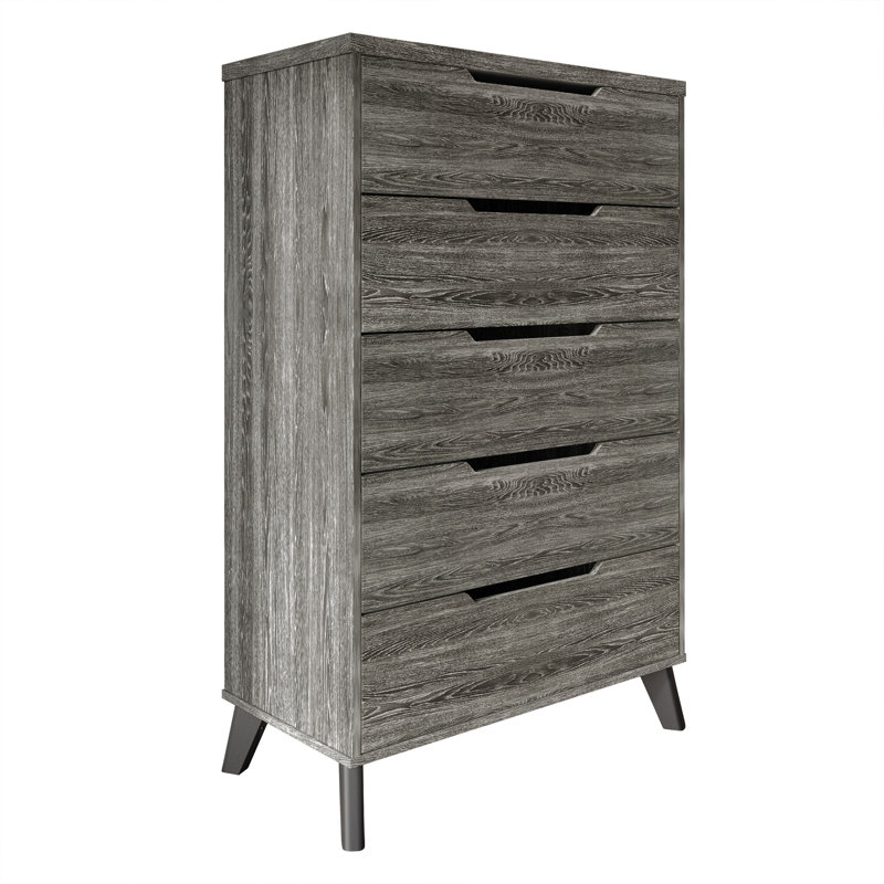 Commode à 5 tiroirs Ihor, Gris foncé