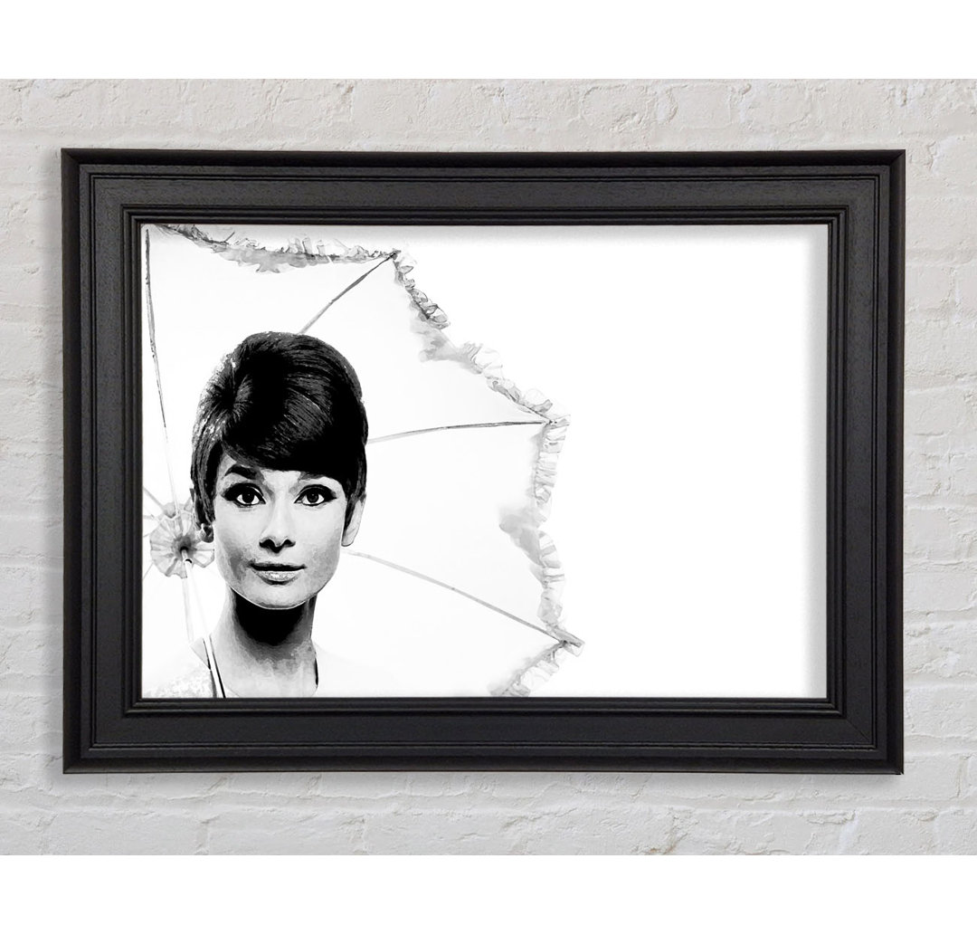 Audrey Hepburn Umbrella - Einzelner Bilderrahmen Druck