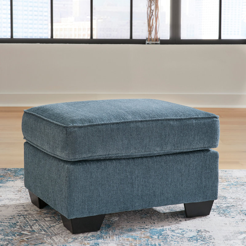 Cashton Upholstered Ottoman, Blue 100% Polyester
