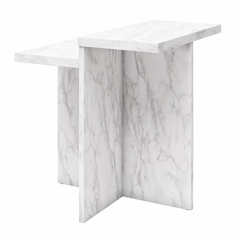 Ced Pedestal End Table, White