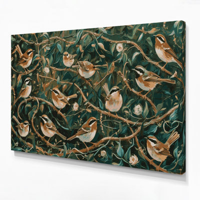 Birds Eurasian Wren Green Canvas Wall Art