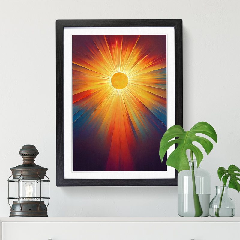 Beaming Sun - Single Picture Frame Print, 46cm H x 34cm W, Oak Framed