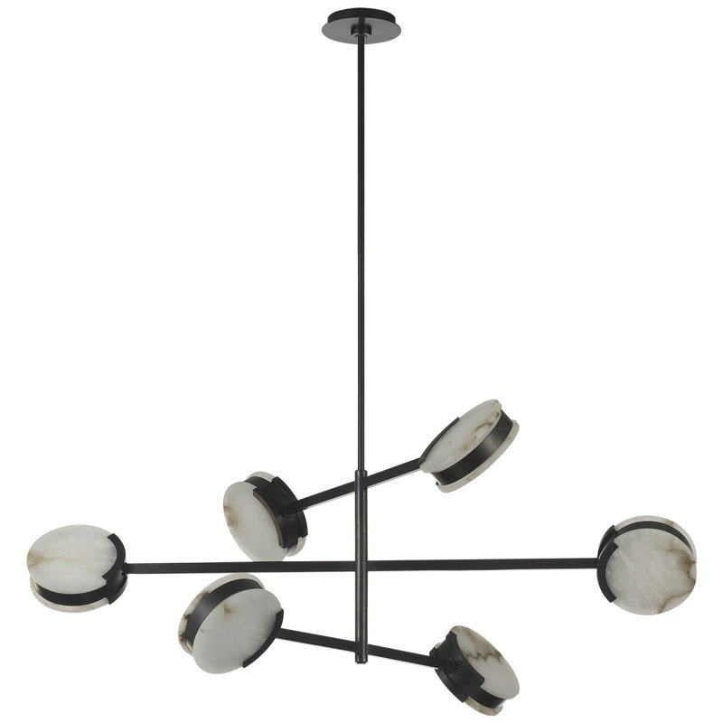 Kelly Wearstler Melange 48" Multi-Positional Chandelier with Alabaster, Bronze