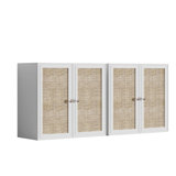 24" Wall Mounted Cabinet With Rattan Doors (Set of 2)