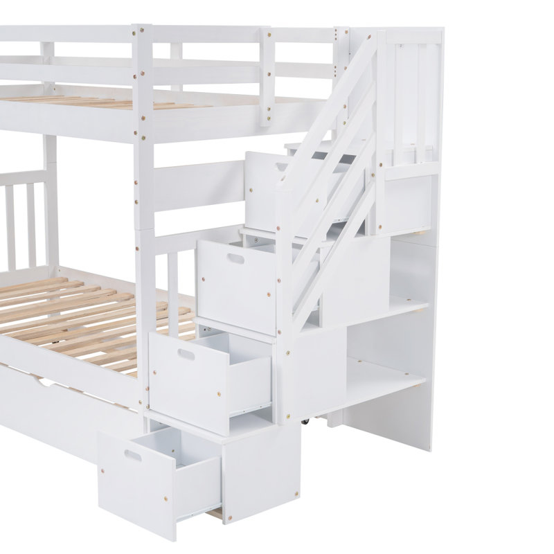Lit superposé simple au-dessus de simple / double avec lit gigogne simple (blanc) (ancien SKU: LT000025AAK), Blanc