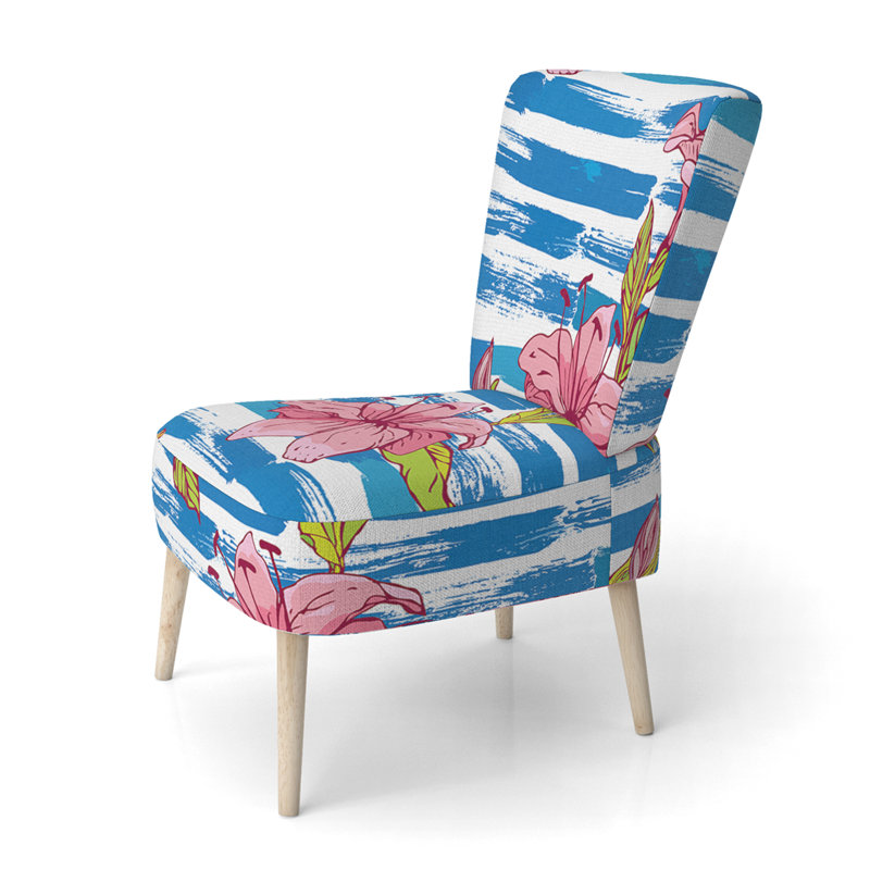Chaise d'appoint rembourrée à motif grunge bleu et rouge