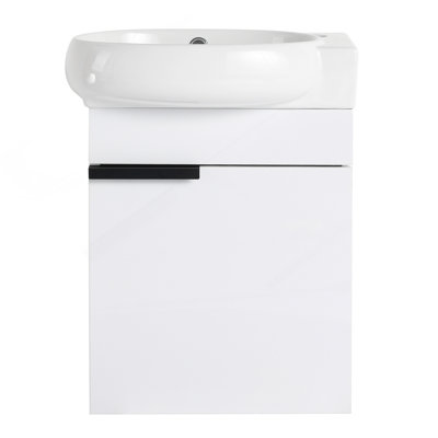 Meuble-lavabo à fermeture en douceur avec lavabo, 16 pouces pour petite salle de bain