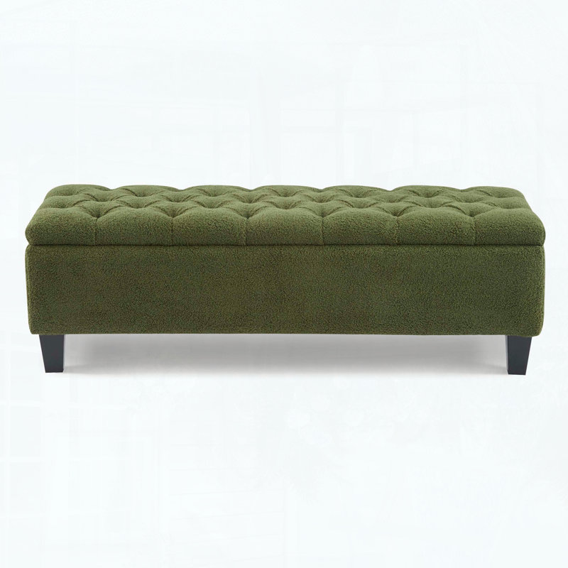 Storage Ottoman Bench with Button-Tufted Design and Soft-Close Hinges, 300 lbs Capacity