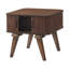 Table de bout avec rangement en noyer et portes en tambour pour une organisation de salon moderne et efficace