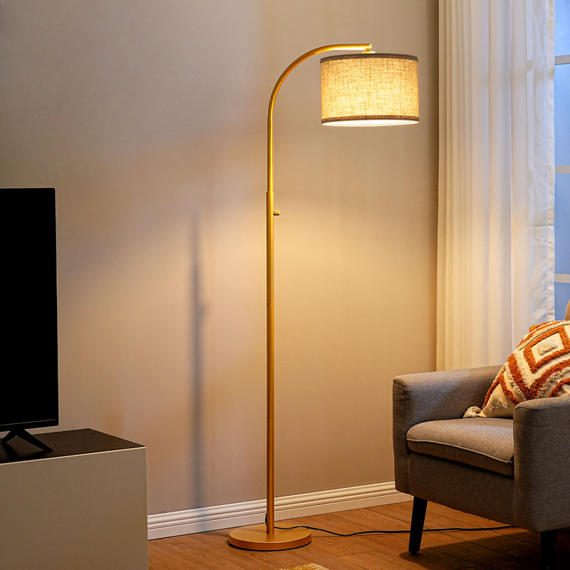 63.4'' Arched/arc Dimmable Floor Lamp With Bulbs Included, Gold