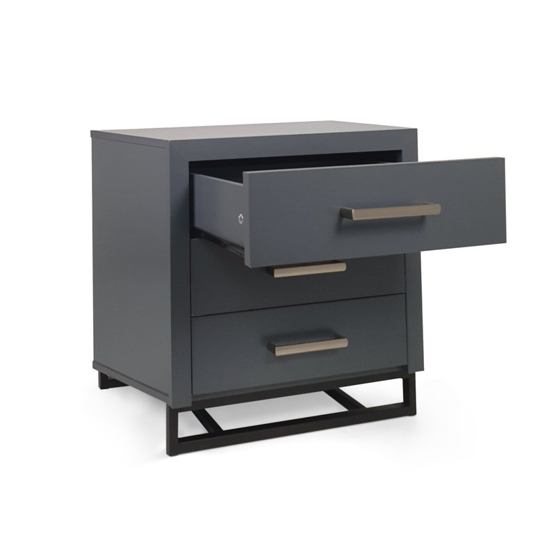 Commode 3 tiroirs, Gris anthracite