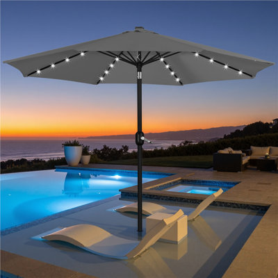 11 FT Patio Umbrella Market Umbrella with 32 LED Lights