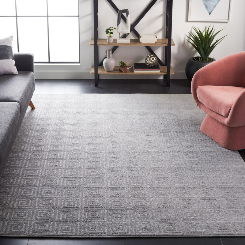 Pattern And Solid Performance Geometric Rug, Rectangle 6'7" x 9'