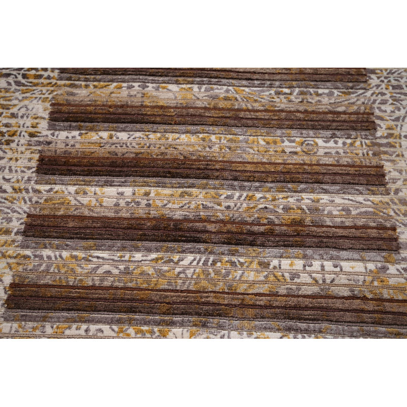 Tapis oriental moderne rayé abstrait 3 x 5