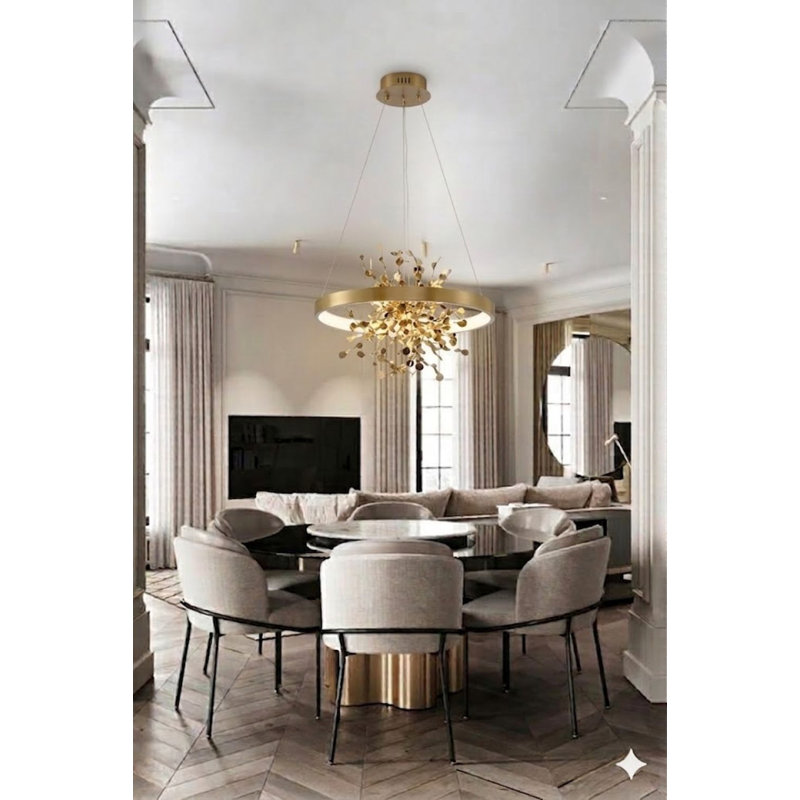 Modern LED Round Halo Confetti Chandelier , Yes, Gold