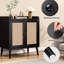 Console avec ornements, buffet médiéval pour le couloir, la salle à manger et le salon, noir, bois, 26,66 po de largeur, 29,24 de hauteur, 14,65 de profondeur, 38,81 lb-131254744