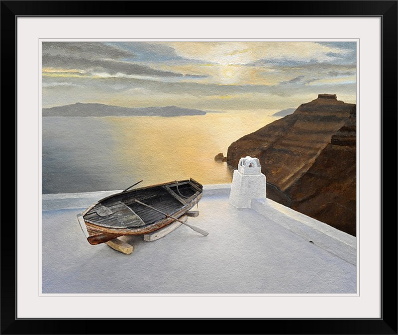 «Martinelli Santorini 7, 2010» par Trevor Neal, reproduction d'art, H 24 po x l 28 po x P 1 po, Cadre noir