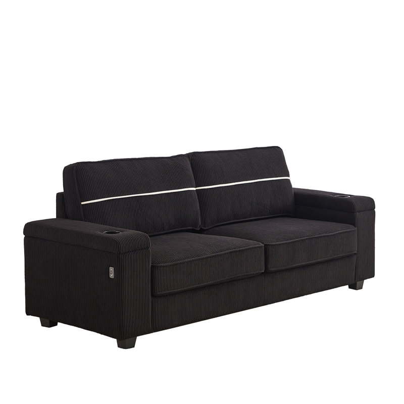 Canapé rembourré 86,5 po Avangaline, Noir, noir, noir, noir