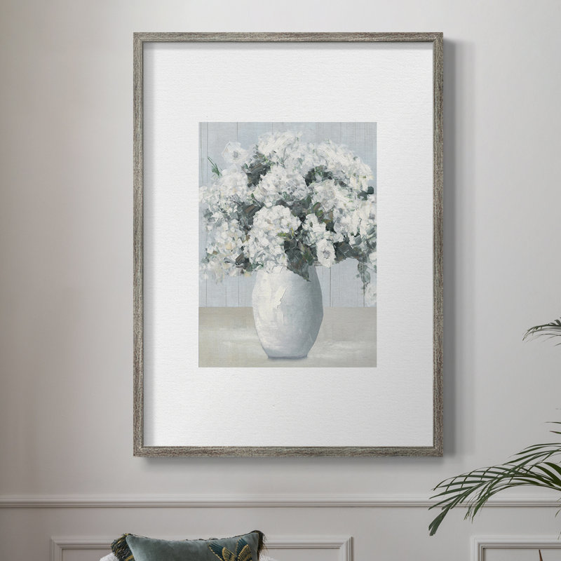 Beach House Hydrangeas Framed Print - Solid Wood 50242, 11" H x 9" W