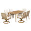 Ensemble de salle à manger d'extérieur 7 pièces en teck et aluminium avec table rectangulaire et chaises de jardin avec coussins-398787145