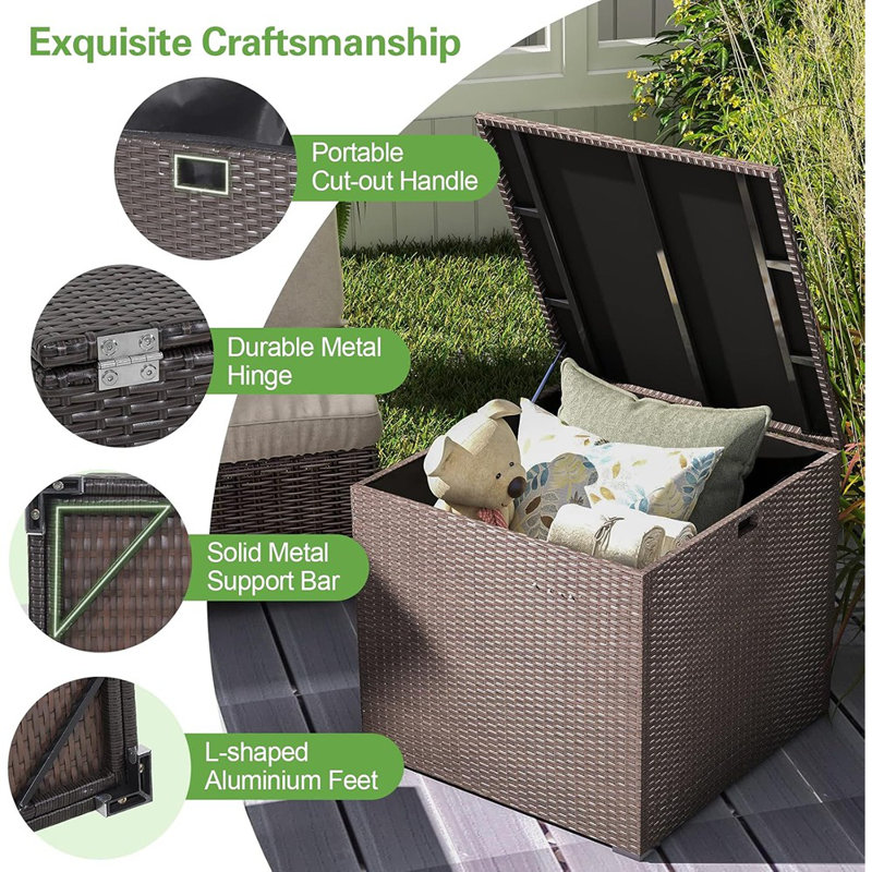 Outdoor Storage Deck Box, 72 Gallon Square Pat...