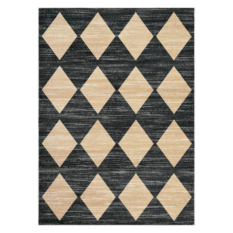 Washable Rug Modern Checkered Rugs Lattice Distressed Minimalist Aesthetic Rugs for Bedroom Laundry Farmhouse, Brown