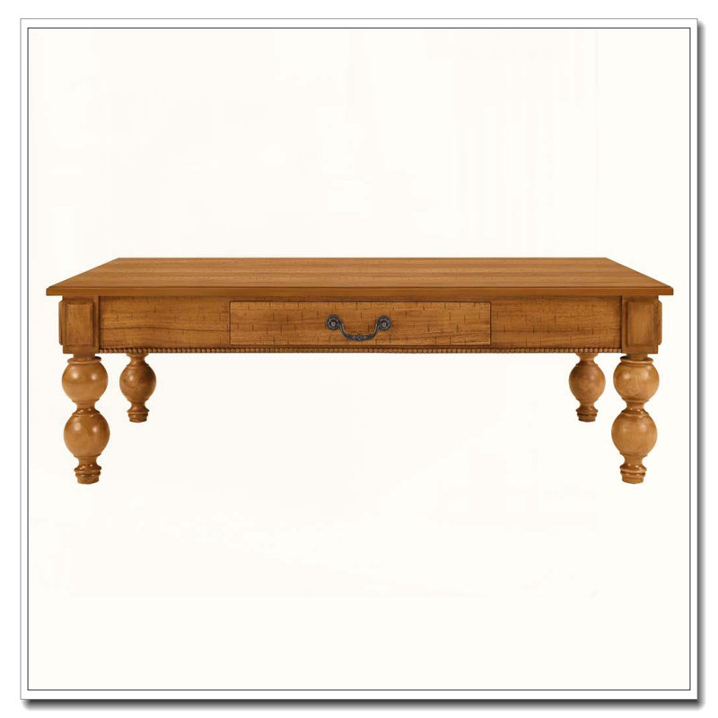 Table basse en bois avec tiroir de rangement, Naturel