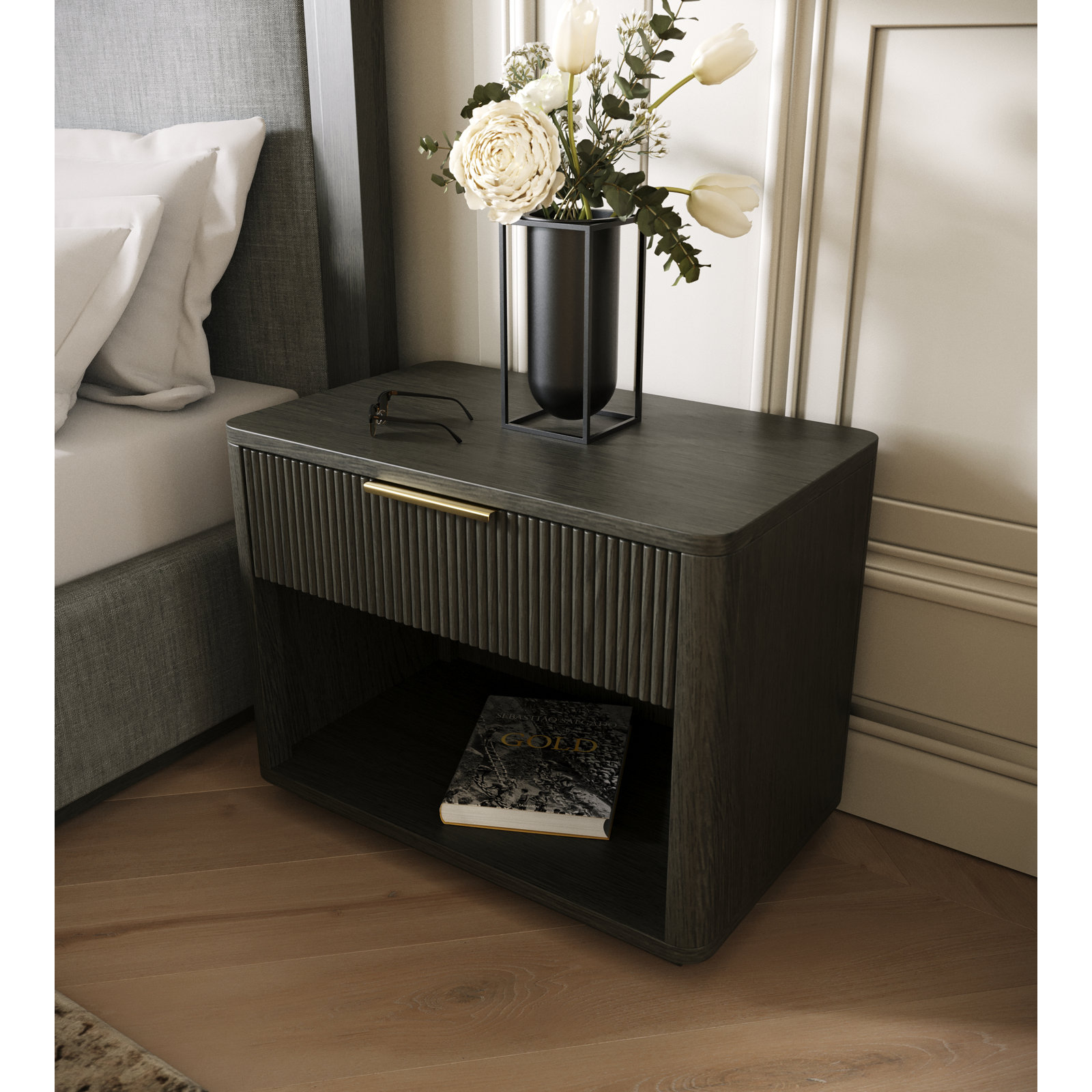 Akira 1 - Drawer Nightstand, Gray Wash
