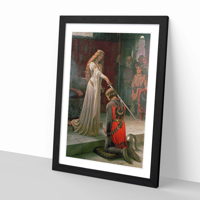 The Accolade by Edmund Leighton - Single Picture Frame Painting on Wood, Black