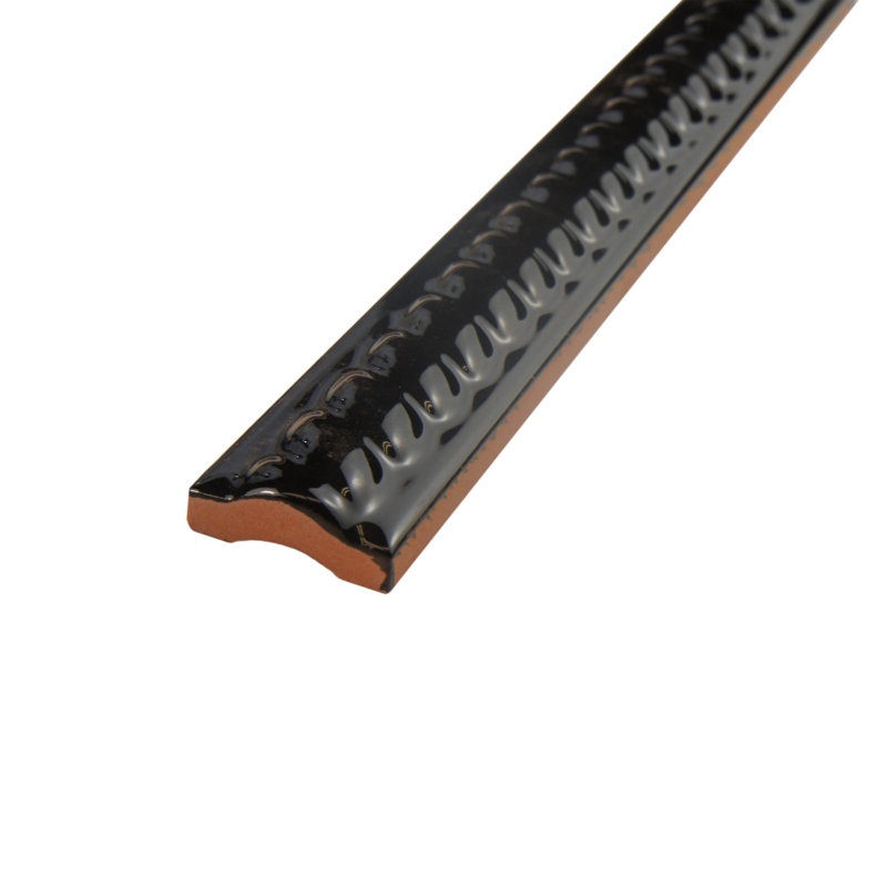 Trenza 1"x 7-7/8" Pencil Liner Wall Tile Trim in Nero