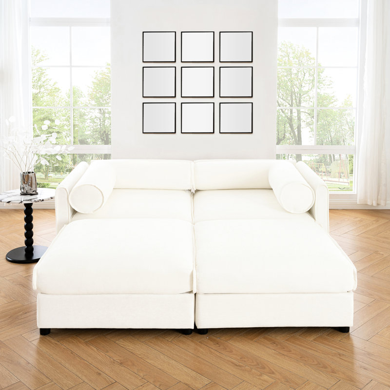 Élégante chenille 2 avec rangement de siège: améliorez le décor de votre salon Compartiment de rangement luxueux:, Blanc