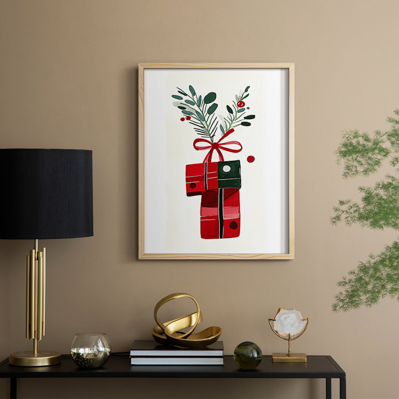 «Christmas Holiday Art» DCCCLXIX, reproduction d'art encadrée - bois massif, Naturel, H 30 po x l 24 po