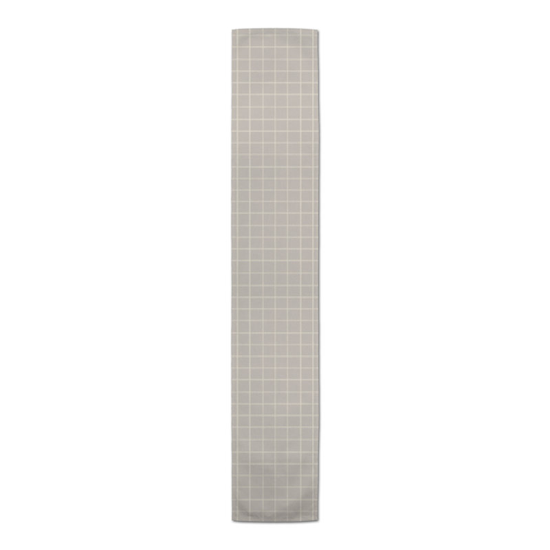 Chemin de table rouge et crème à carreaux, Gris / blanc, 90 po x 16 po