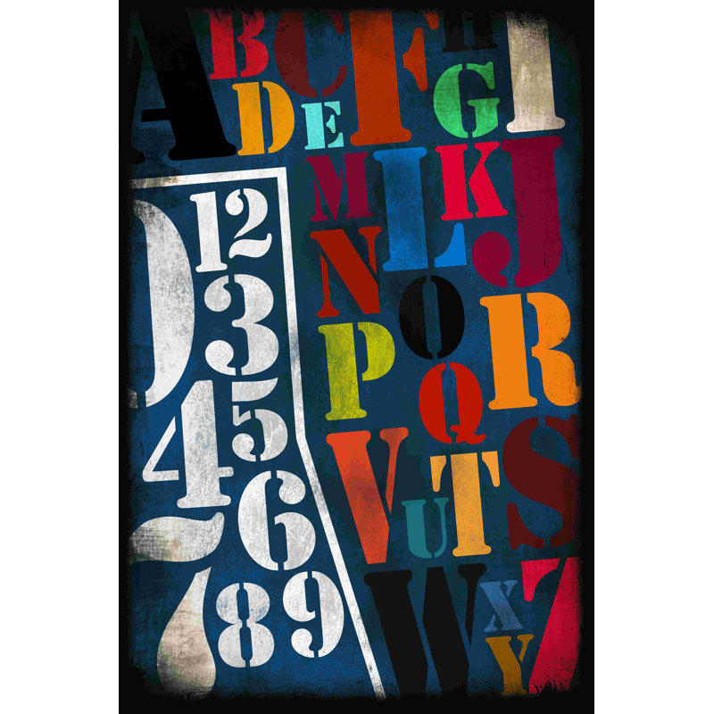 Impression sur toile tendue, lettres graphiques, H 18 po x l 12 po