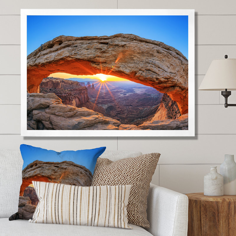 Sunrise Mesa Arch Canyon dans l'Utah, Cadre photo blanc, H 12 po x l 20 po x P 1 po