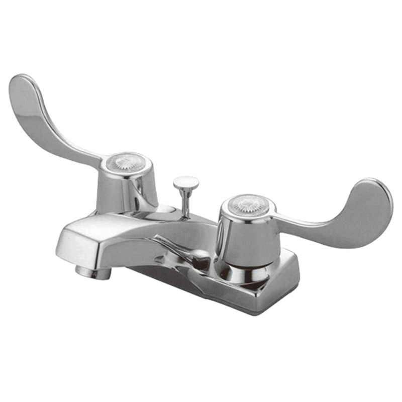 Robinet de salle de bain central à 4 poignées à 3 trous à fixation sur le comptoir avec laiton escamotable Kingston