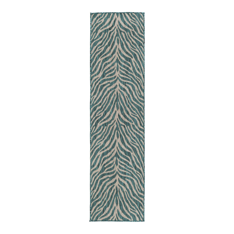 Teal Tsavo Indoor/Outdoor Safari Rug, Runner 2' x 7'10"